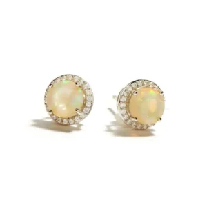 Opal ve Beyaz Zirkon Küpeler, Gümüş